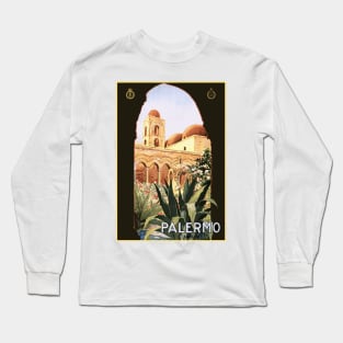 Palermo, Sicily, Italy Vintage Travel Poster Design Long Sleeve T-Shirt